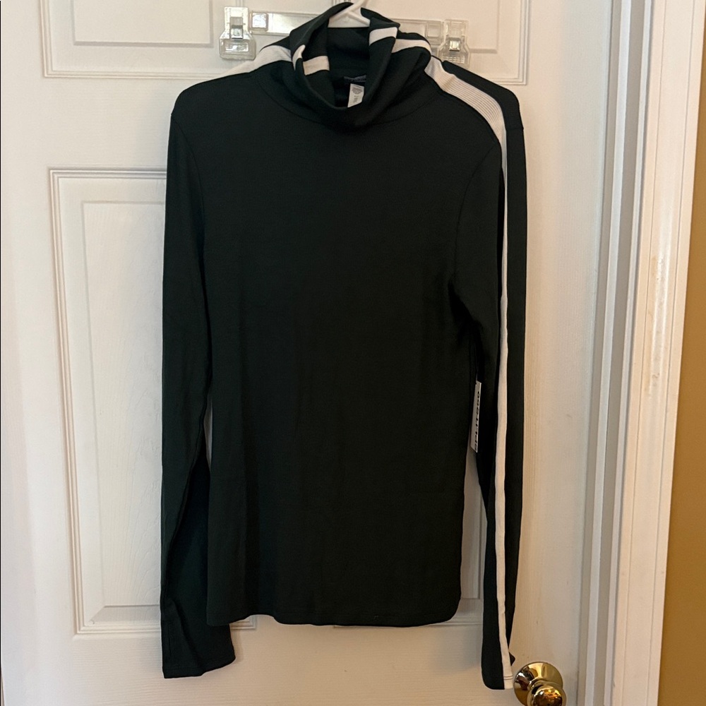 NWT Splits59 Green and White Stripe XL Turtleneck.  Ribbed, stretchy material.
